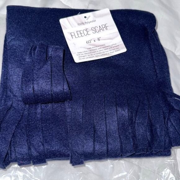 Navy Blue Fleece Scarf 60" X 8" 100% Polyester Warm & Soft Winter Accessory For - Picture 2 of 5